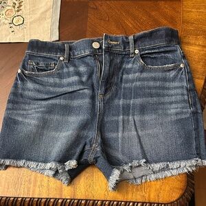 LOFT Dark Blue Frayed Jean Shorts